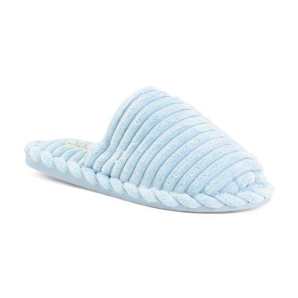 AEROSOLES Shoes - New AEROSOLES Ribbed Chenille Scuff Slippers Light Blue